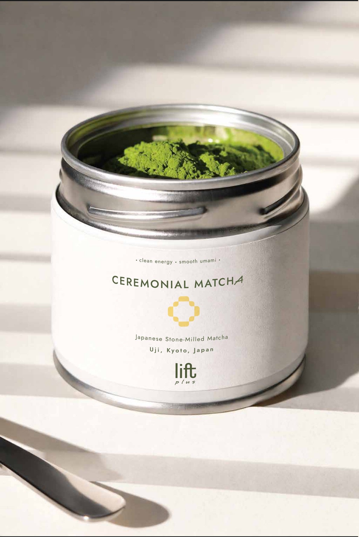 Lift+ ceremonial matcha tin packaging concept